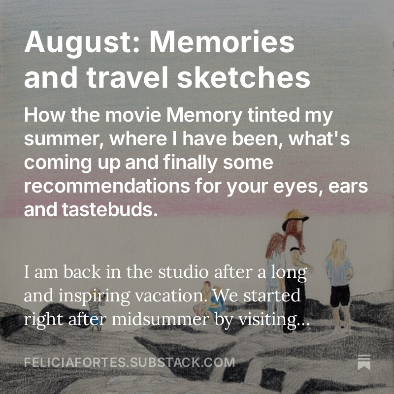 An image showing a sketch and on the sketch is an excerpt from Felicia Fortes' first newsletter on Substack.